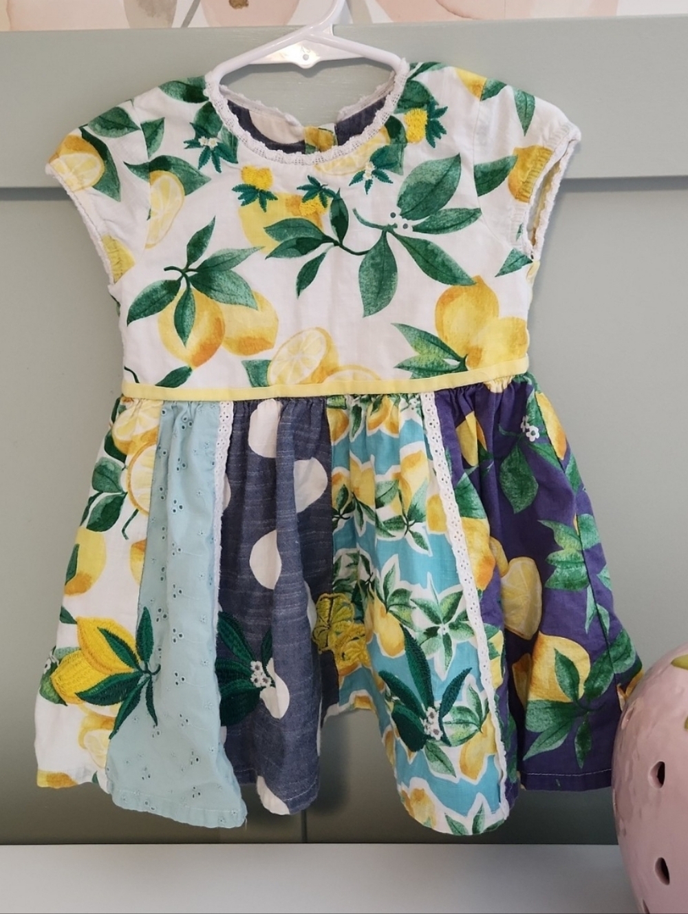 Next 9-12 months lemon vintage smocked style citrus dress spring summer